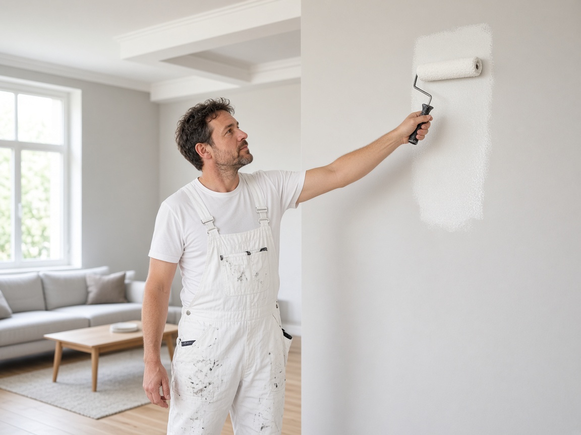 Interior painting crew refreshing a living room